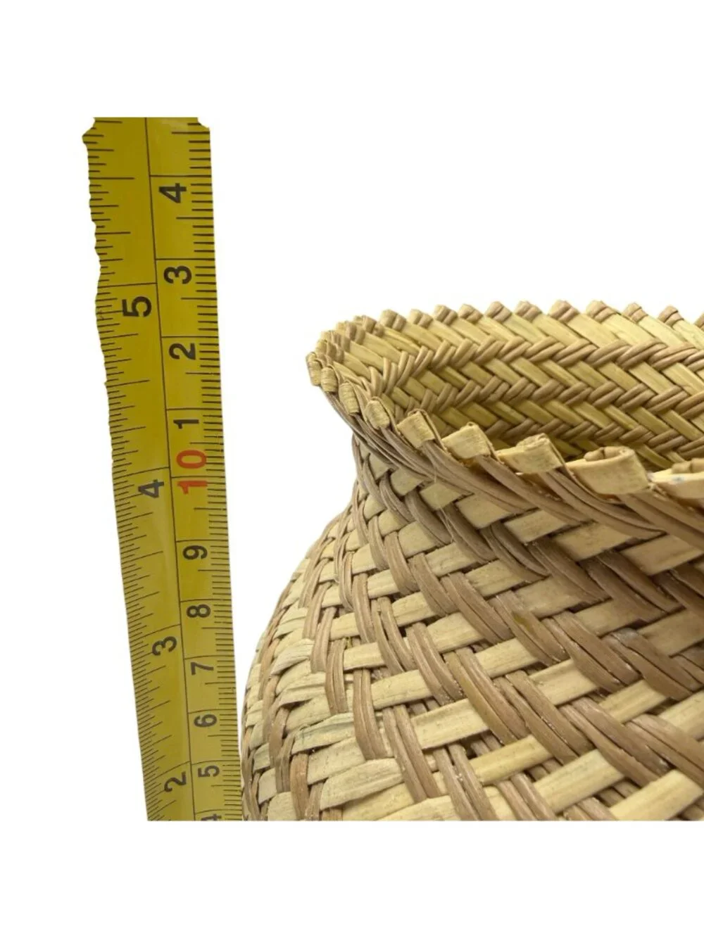 Vintage Handwoven Woven Urn Pot Basket Flared Rim Natural Fiber Storage 4.5